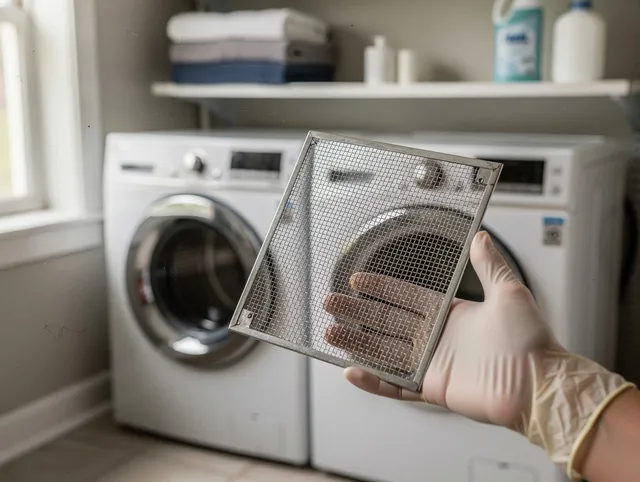Laguna Hills Dryer Vent Cleaning specialist performing detailed lint trap cleaning service in Laguna Hills