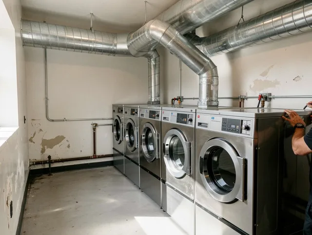 Laguna Hills Dryer Vent Cleaning team performing large-scale commercial dryer vent cleaning in Laguna Hills